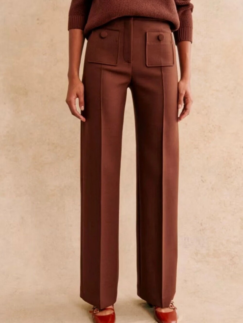 NWT Sezane Dan Trousers In Caramel Size 38